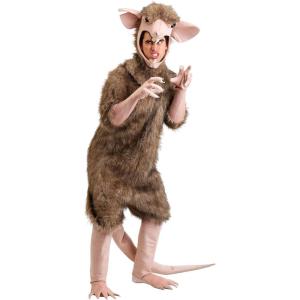 Rabid Albino or Brown Sewer Rat Halloween Costumes | Rodent Jumpsuit with Headpiece & Attached Gloves and Foot Covers(Brown Rat)