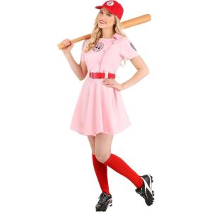 Women’s A League of Their Own Costume, Dottie Baseball Outfit with Embroidered Patches and Canvas Hat(Costume)