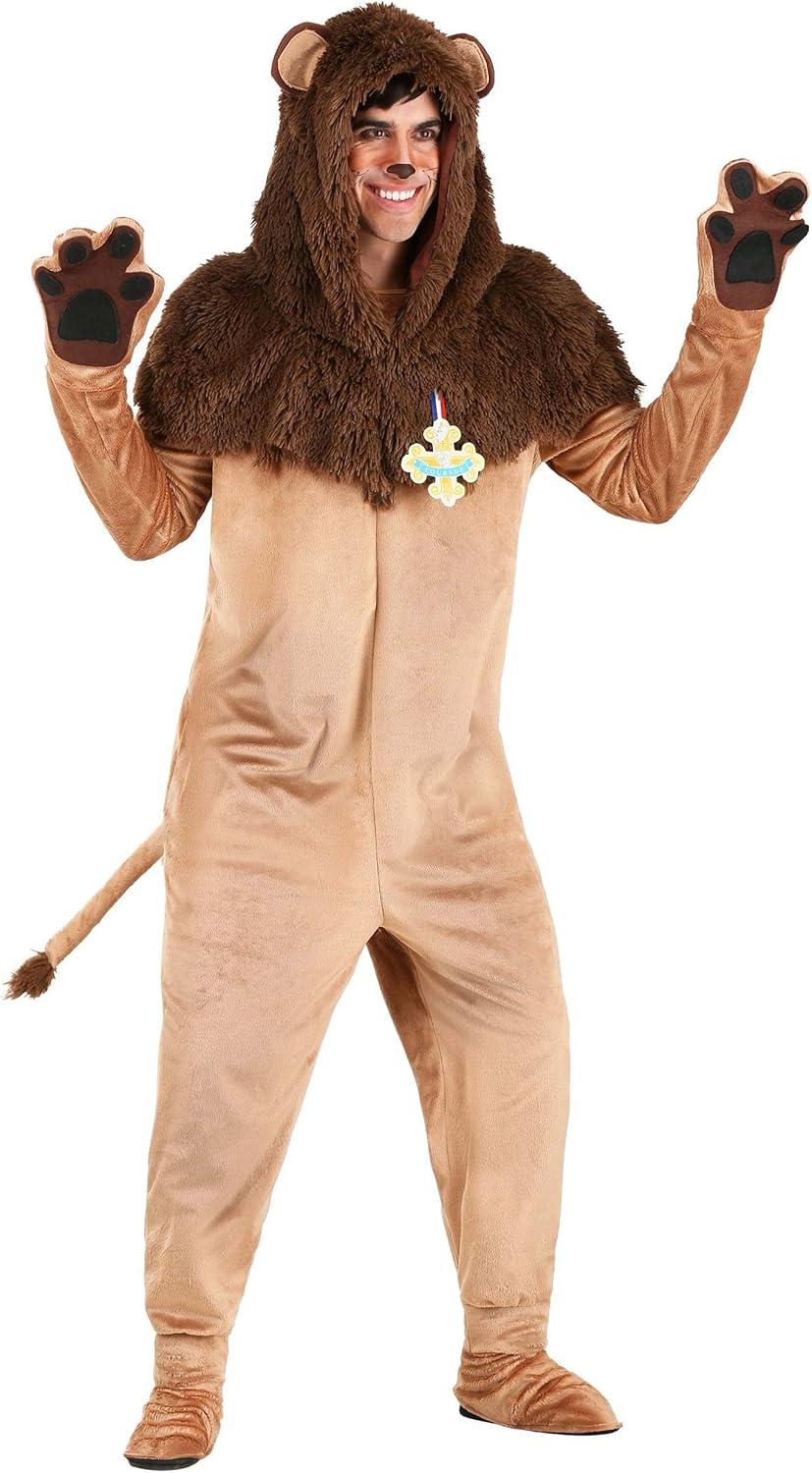 imageWizard of Oz Cowardly Lion Costume for Adults Furry Lion Jumpsuit for Movie Cosplay School Plays ampamp Halloween