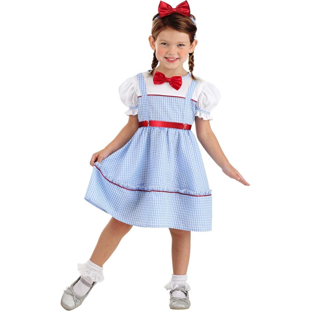 imageToddler Sweet Kansas Girl Costume  Gingham Dress Red Bow Headband Zipper Back Movie Character Outfit