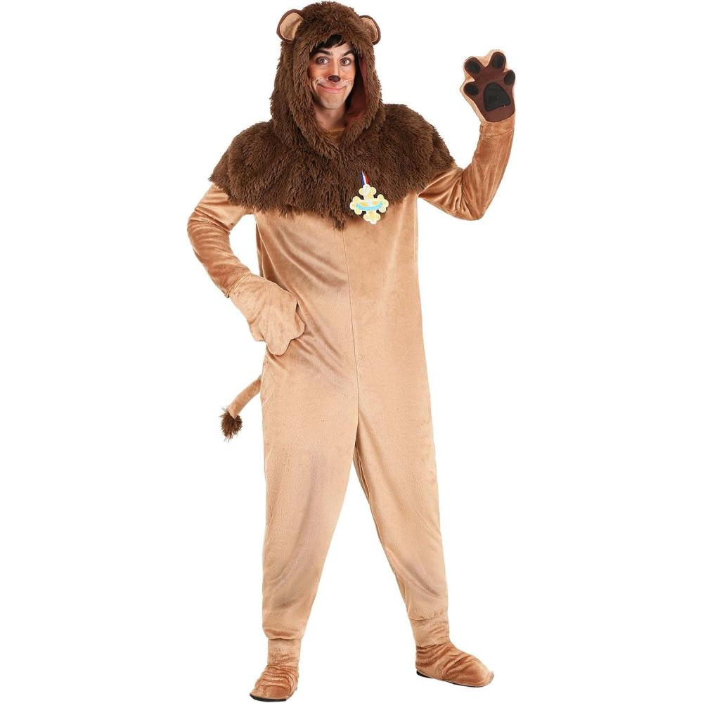 imageWizard of Oz Cowardly Lion Costume for Adults Furry Lion Jumpsuit for Movie Cosplay School Plays ampamp Halloween