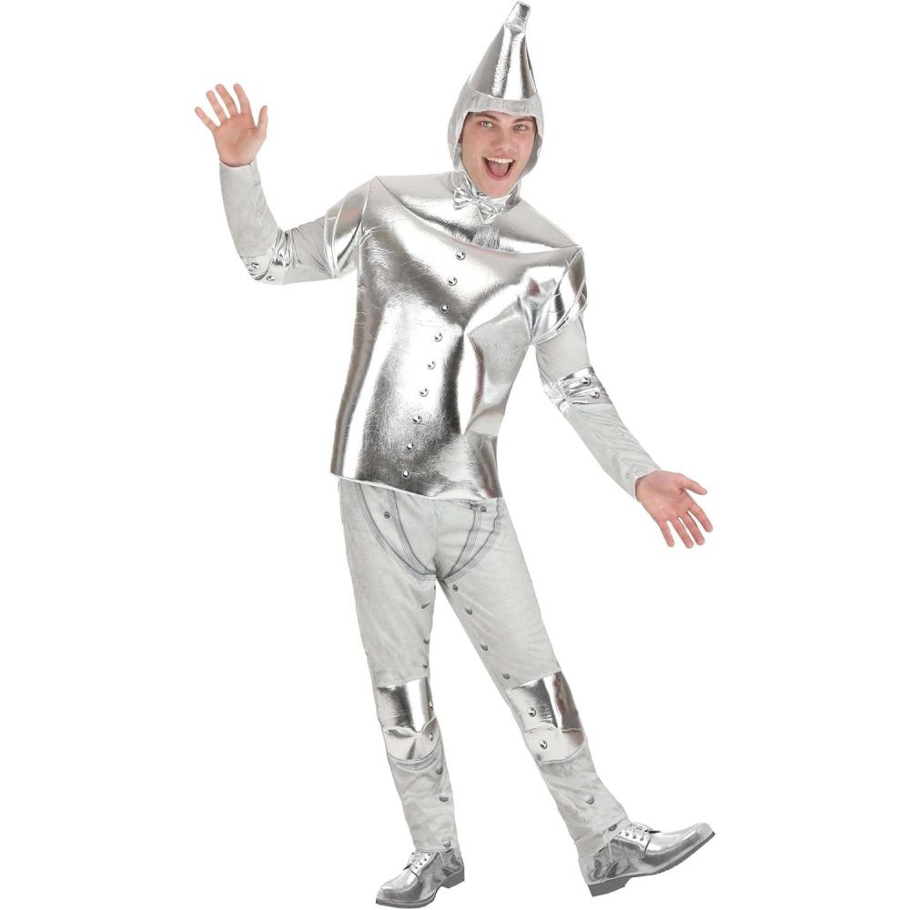 imageWizard of Oz Tin Man Costume for Men Silver Metallic Tin Man Outfit for MovieInspired Cosplay ampamp Halloween