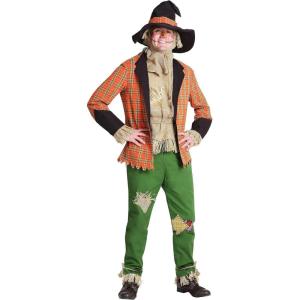 Adult Scarecrow Man Halloween Costume | Men’s Scarecrow Outfit with Jacket, Pants, Cowl, Straw Details, and Iconic Hat