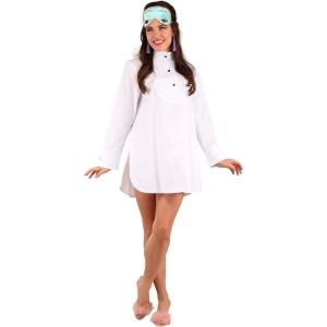 Breakfast At Tiffany’s Pajama Costume for Women | Adult Outfit With Decorative Buttons, Eye Mask & Clip Earrings