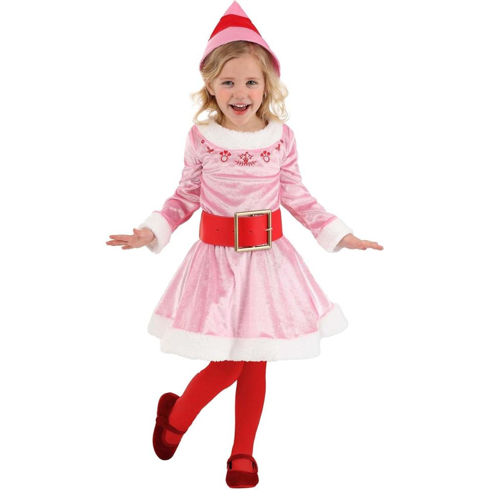 imageToddler Jovie Elf Costume for Girls Pink Elf Dress ampamp Hat for Christmas DressUp Holiday Parties ampamp Cosplay