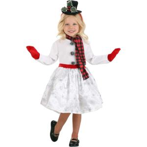 Toddler Snowgirl Costume | Glitter Christmas Dress, Scarf, Mittens, Hat | Holiday Costumes