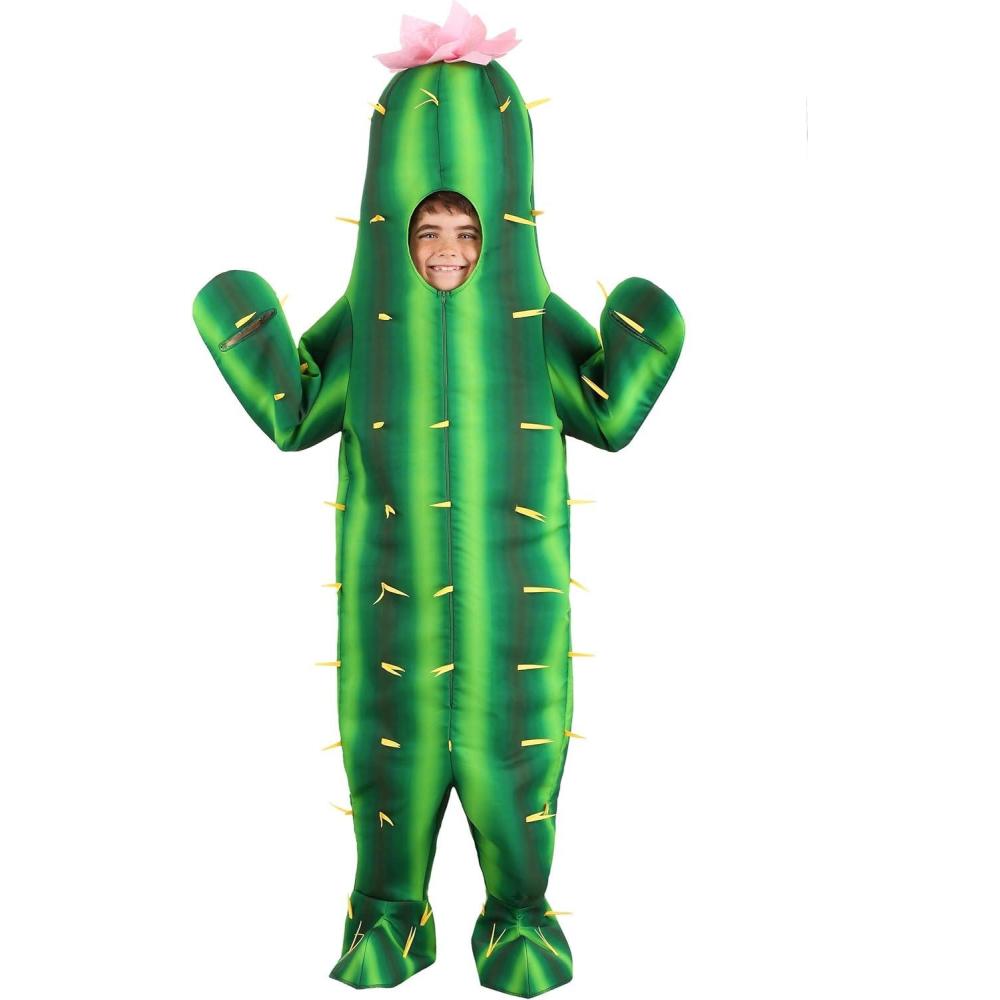 imageCactus Costume for Kids  Hooded Jumpsuit with Mitts Shoe Covers and Felt Flower