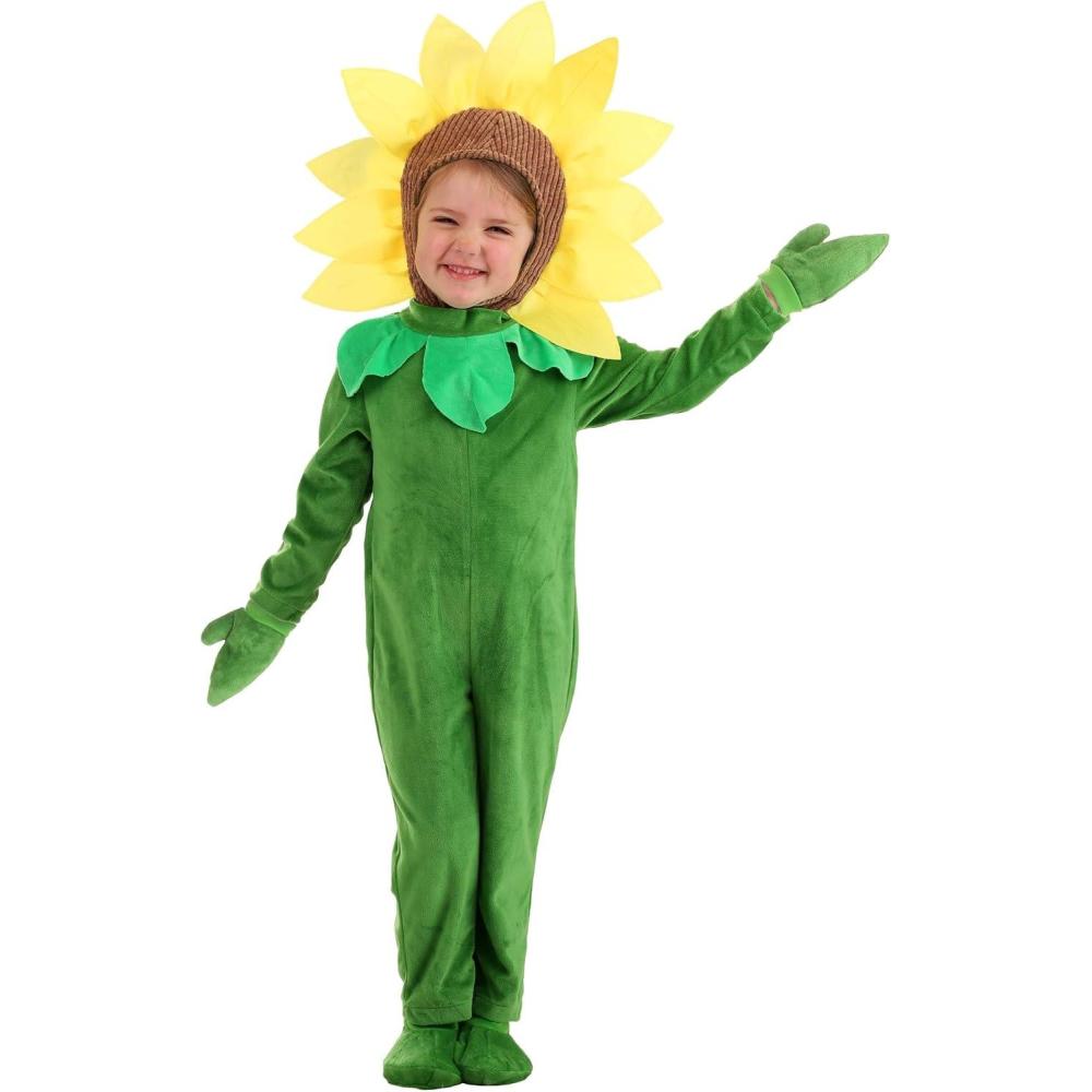 imageFlower Toddler Costume  Jumpsuit Hood Mitts and Shoe Covers with Petal Hood ampamp Leaf Neckline