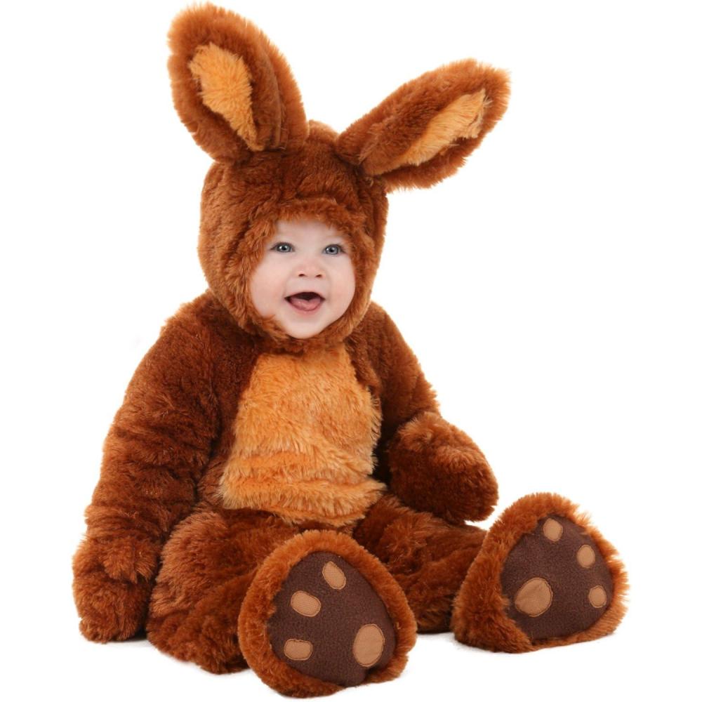 imageFuzzy Infant Brown Bunny Costume with Hood Mitts and Shoe Covers  Adorable Bunny Suit for Little Hoppers