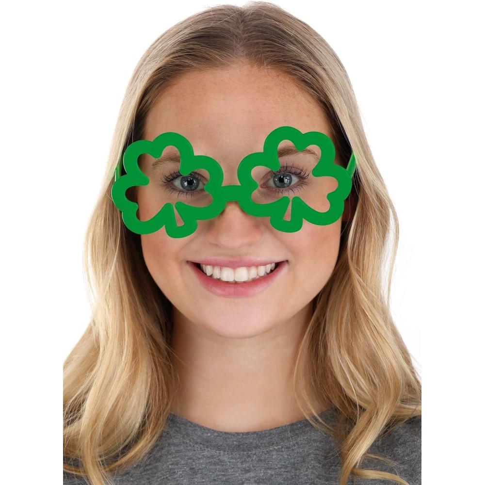 imageGreen Shamrock Costume Glasses for Adults St Patricks Day Eyewear fun with Shamrock Frames