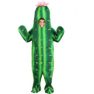 Cactus Costume for Kids – Hooded Jumpsuit with Mitts, Shoe Covers, and Felt Flower