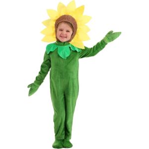 Flower Toddler Costume – Jumpsuit, Hood, Mitts, and Shoe Covers with Petal Hood & Leaf Neckline