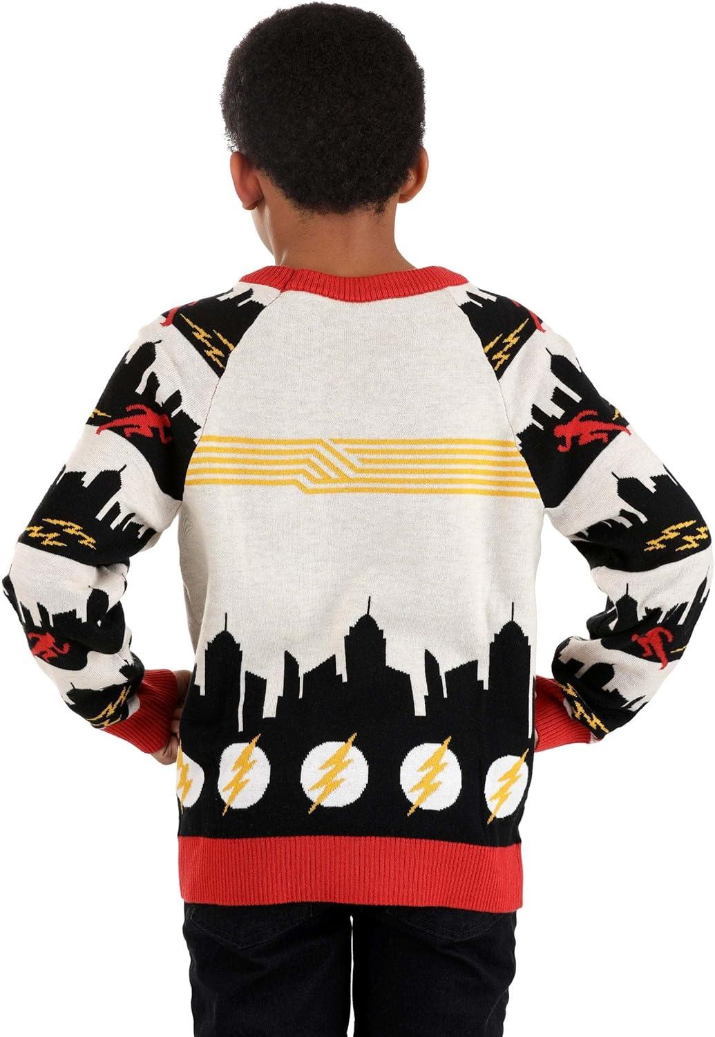 imageFlash Ugly Sweater for Kids Superhero Pullover Crewneck Sweatshirt for Boys ampamp Girls Red Superhero SweatersRed