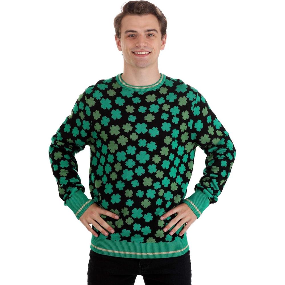 imageAdult Clovers AllOver Print St Patricks Sweater Large