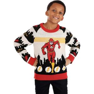 Flash Ugly Sweater for Kids, Superhero Pullover Crewneck Sweatshirt for Boys & Girls, Red Superhero Sweaters(Red)