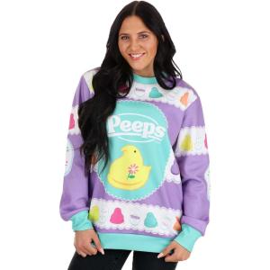 Peeps Ugly Easter Sweater for Adults, Women’s Pastel Holiday Sweaters, Cute Easter Sunday Outfit for Parties(Multicolor)