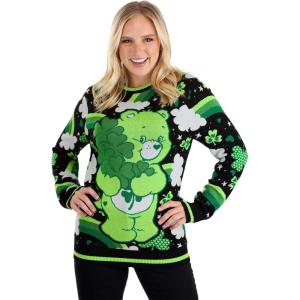St Patrick’s Day Care Bears Good Luck Bear Sweater, Acrylic and Cotton Blend, Officially Licensed(Green)