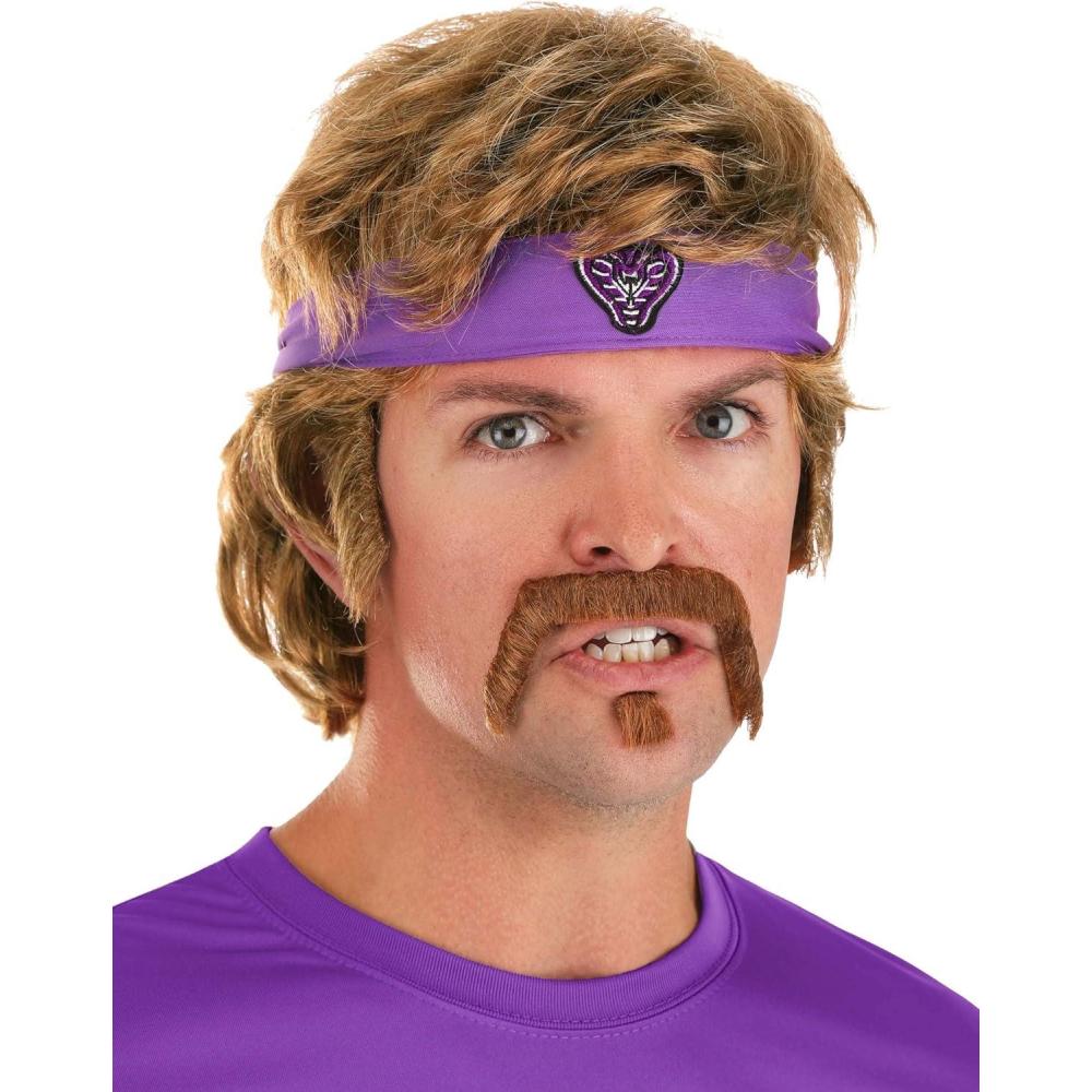 imageDodgeball White Goodman Wig and Mustache Costume Kit Synthetic Hair with Headband Officially Licensed StandardStandard