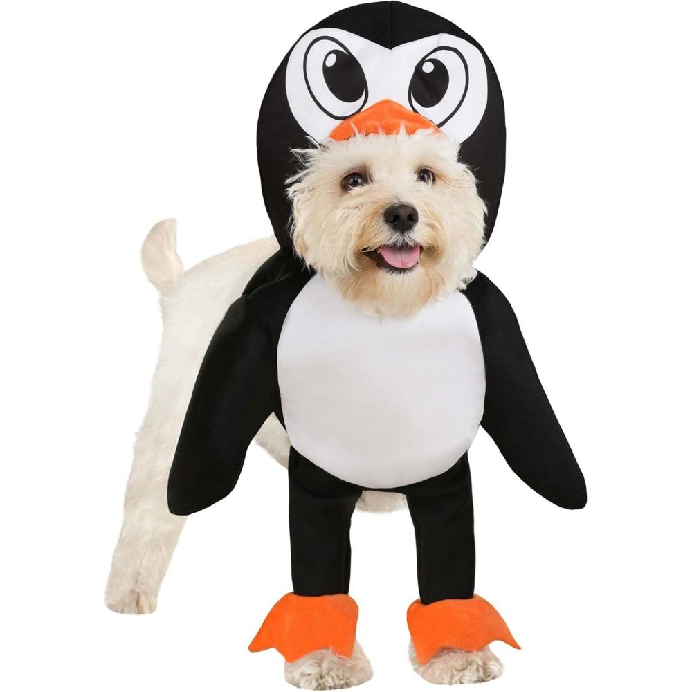 imageFun Costumes Penguin Costume for Dogs Pull Over with Hood Elastic Waistband Collar Access Hole MLarge