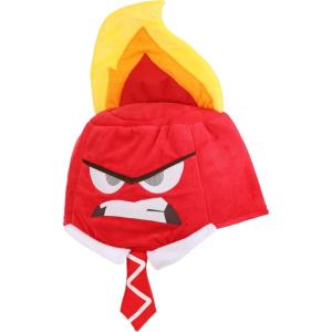 Disney Inside Out Anger Plush Mask-Hat, Kids Polyester Velour & Felt Fabrics with Foam-Backed Flame Crest