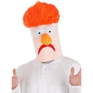 The Muppets Beaker Full Head Costume Mask for Adults – Plush Face Mask w/Orange Furry Hair for Muppet Cosplay ST(Standard)