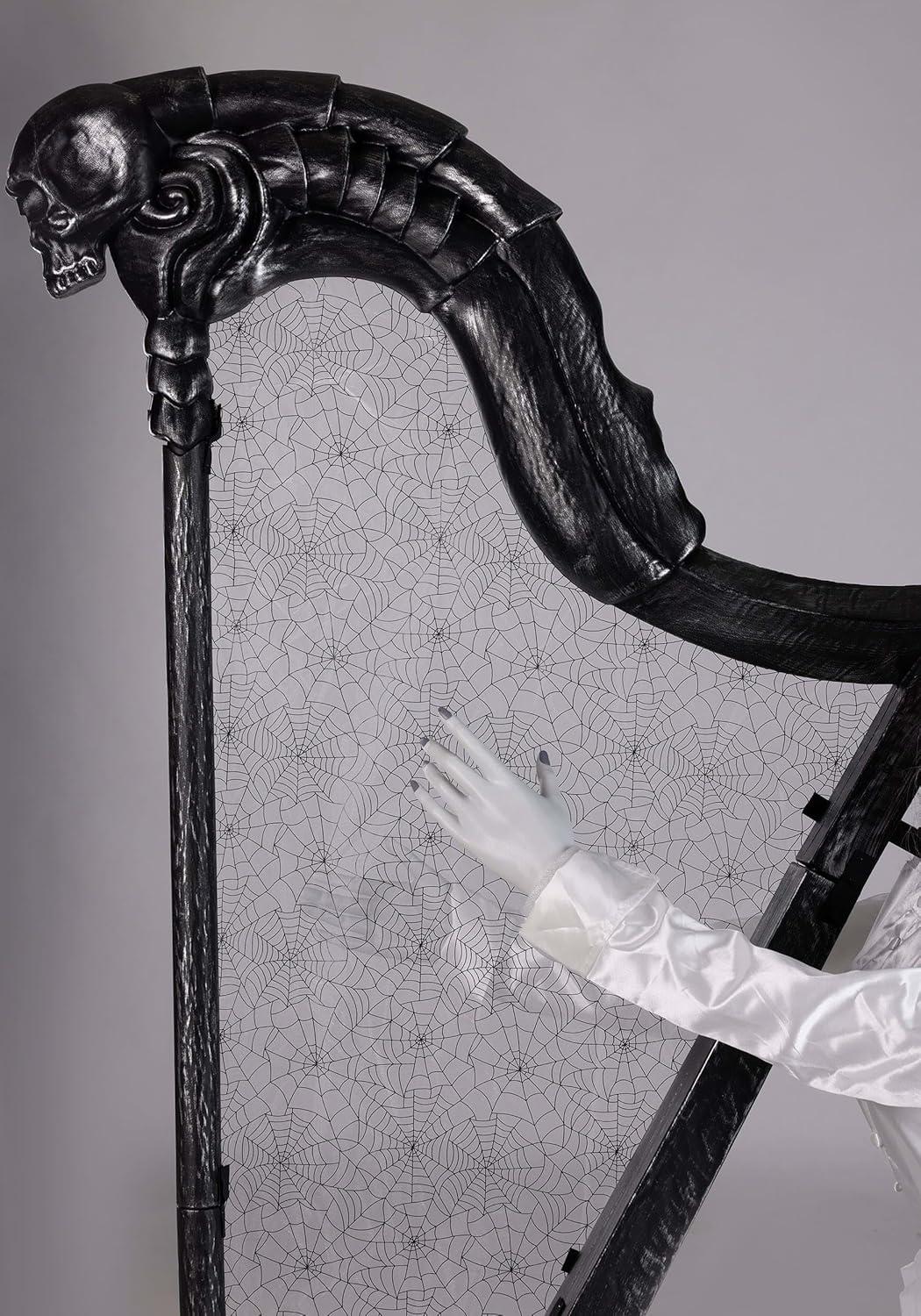 imageFun Costumes Celeste The Restless Ghost Harp Animatronic Halloween Decoration with Light Up Eyes Moving Head Sounds and Harp Music