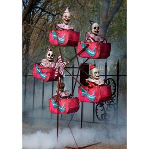 Fun Costumes 6FT Animated Evil Clown Ferris Wheel Decoration, Indoor Outdoor Scary Carnival Display — Movement and Sound