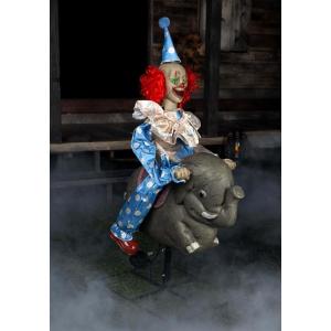 Fun Costumes Rocking Elephant Clown Animatronic, Halloween Decoration Creepy Circus, with Music Lights Indoor Outdoor Display