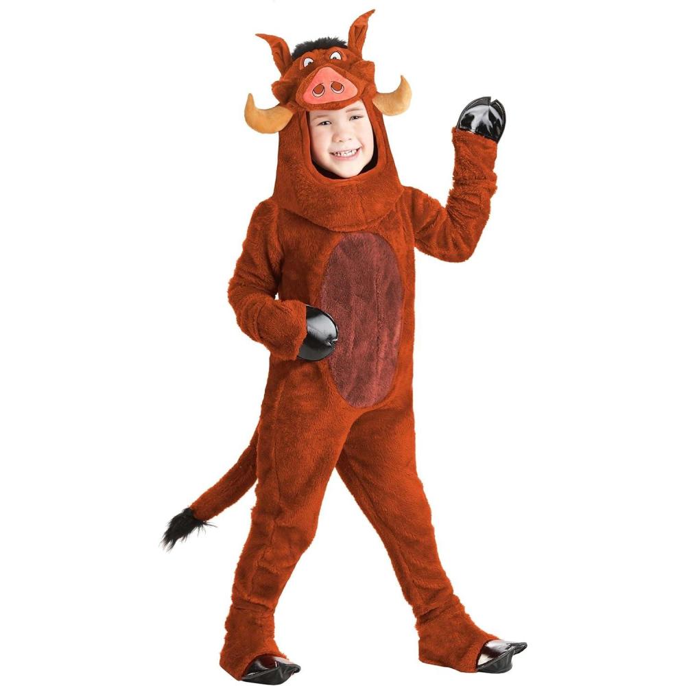 imageToddler The Lion King Pumbaa Costume  Pumbaa the Warthog Disney Character Costume Jumpsuit with Hood