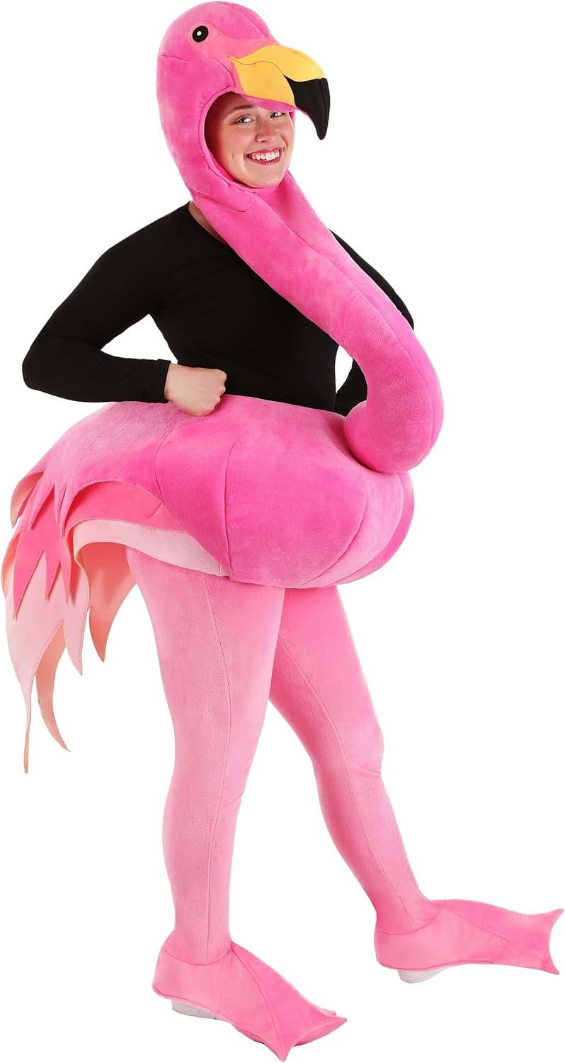 imageAdult Graceful Flamingo Costume Unisex Pink Flamingo Outfit for Men and Women Animal Bodysuit Halloween Outfit