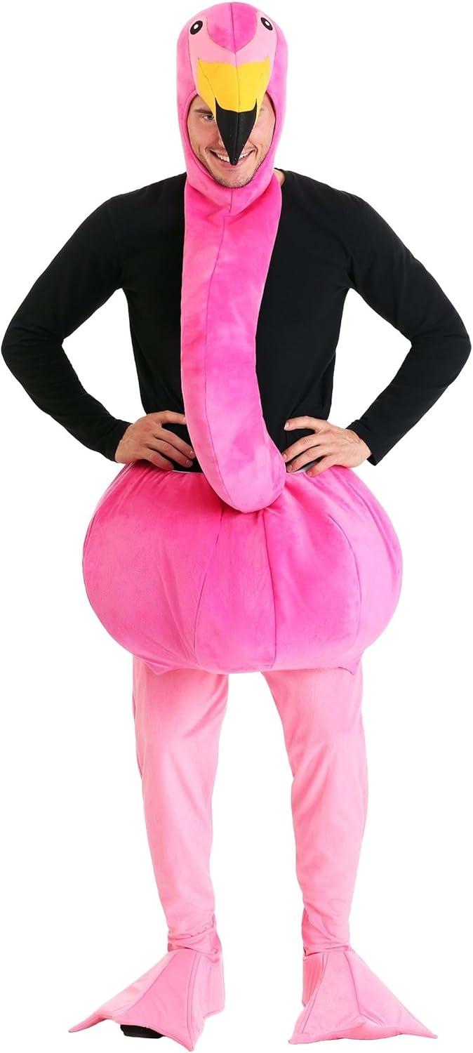 imageAdult Graceful Flamingo Costume Unisex Pink Flamingo Outfit for Men and Women Animal Bodysuit Halloween Outfit