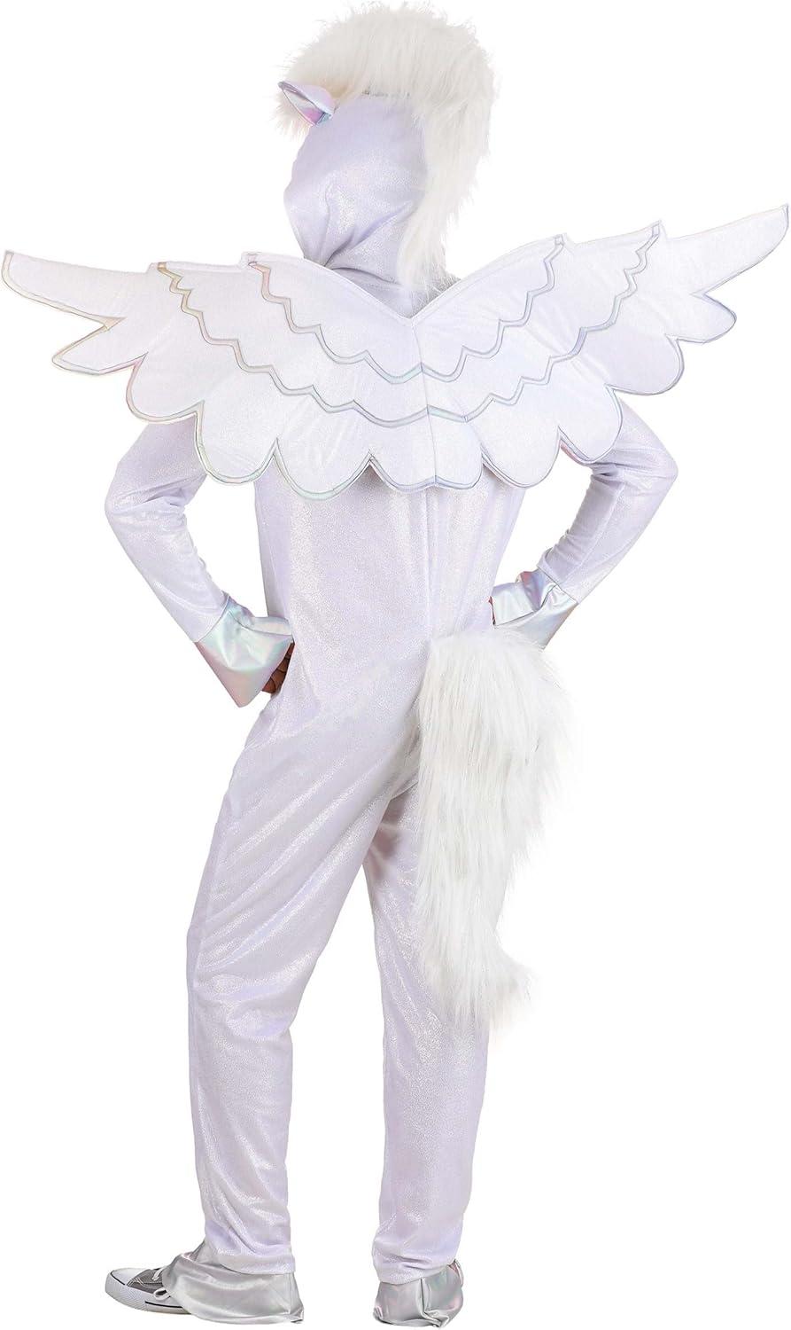 imageAdult Pegasus Costume With Front Zipper And Faux Fur Tail Featuring HoofShaped Cuffs Fantasy Animal Outfits