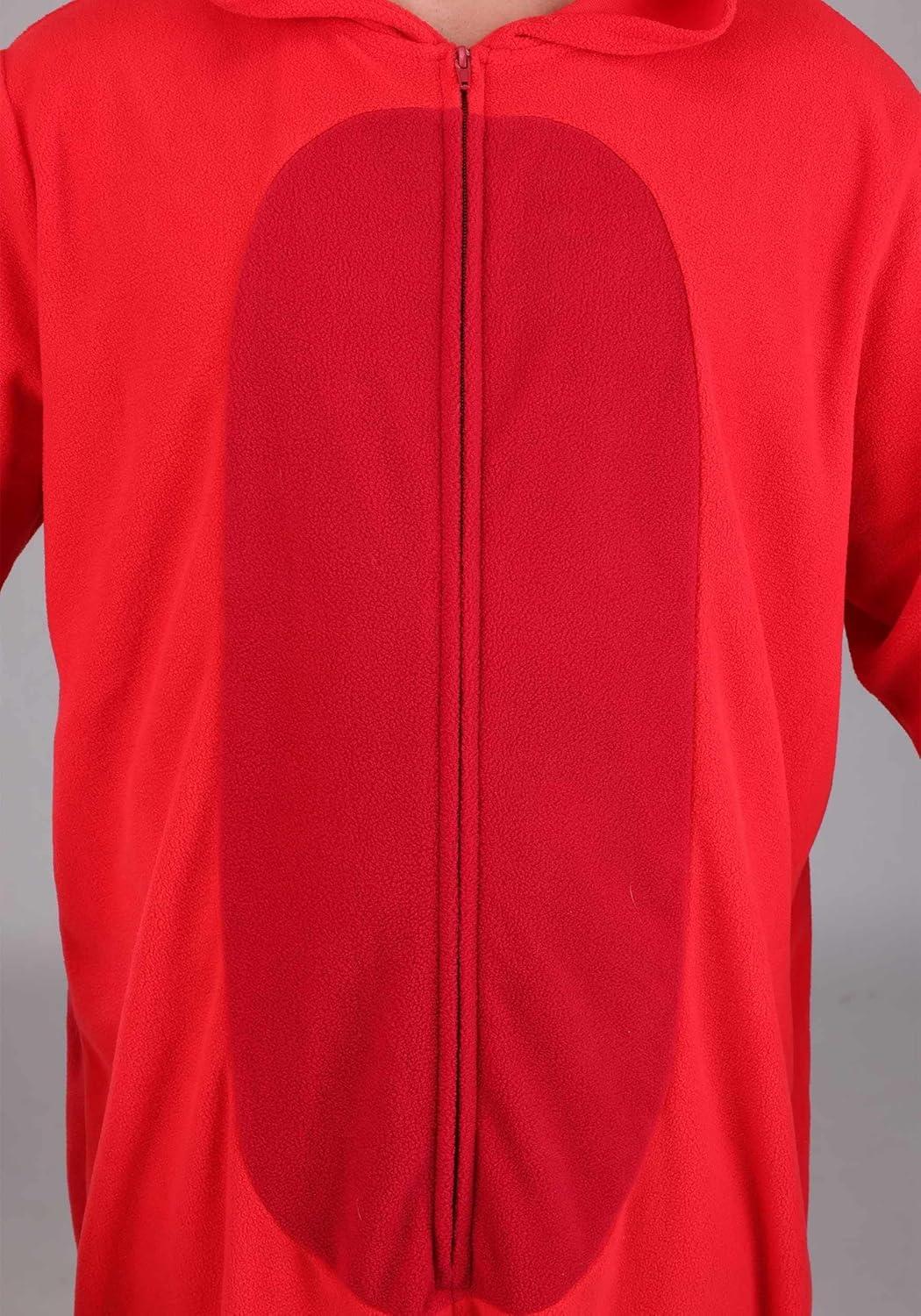 imageAdult Red Lobster Costume Animal Jumpsuit with Hood Eyes Antennae and Claw Mitts for Halloween