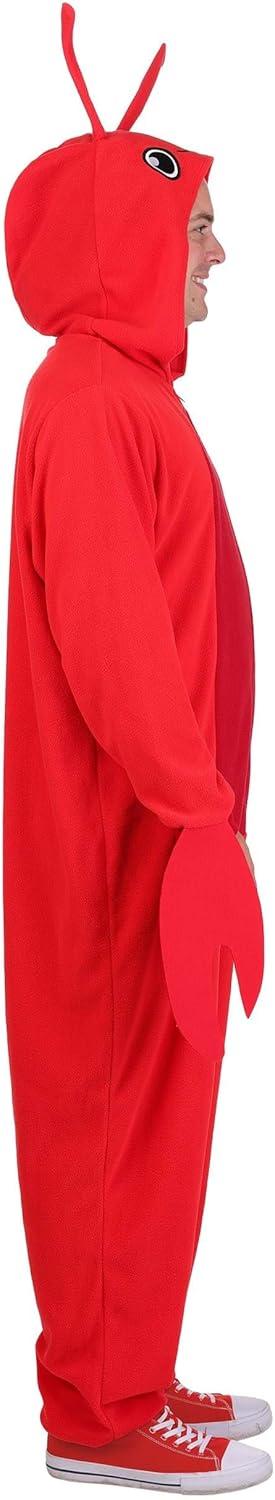 imageAdult Red Lobster Costume Animal Jumpsuit with Hood Eyes Antennae and Claw Mitts for Halloween