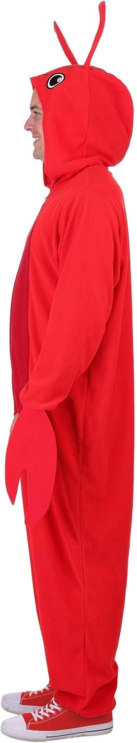 imageAdult Red Lobster Costume Animal Jumpsuit with Hood Eyes Antennae and Claw Mitts for Halloween