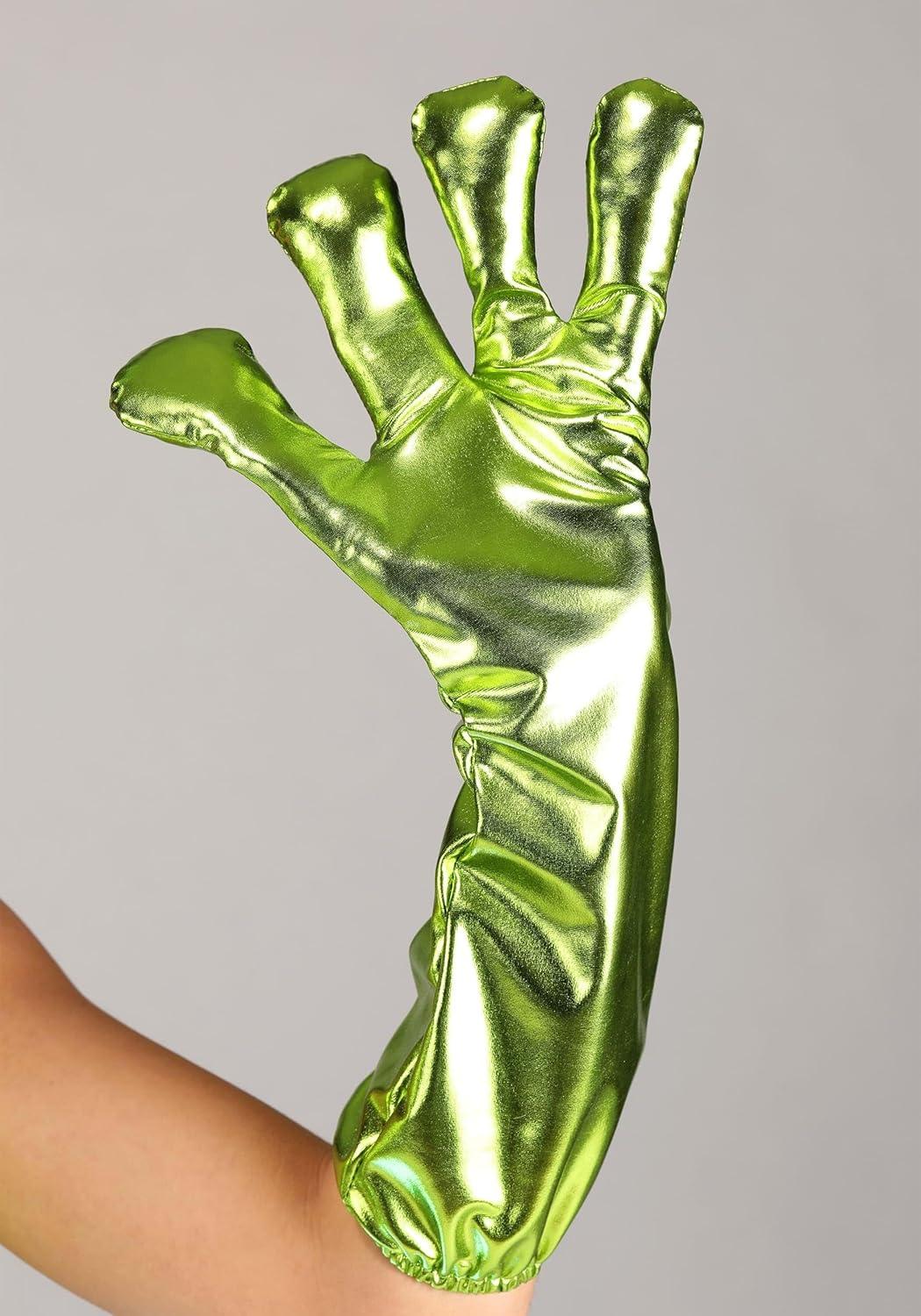 imageAlluring Alien Costume for Women with Metallic Lame Top Skirt Gloves ampamp Headband Space Alien Halloween Outfit
