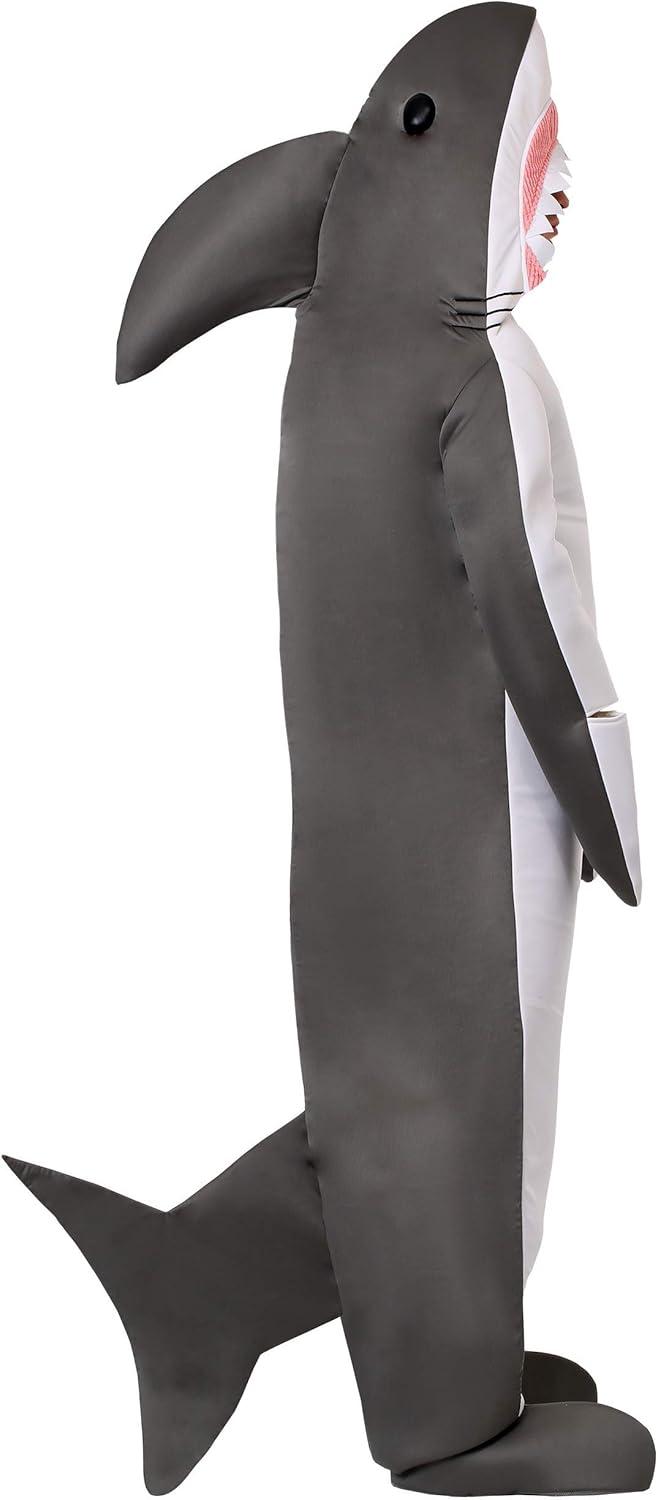 imageGreat White Shark Costume for Adults Shark Mascot Jumpsuit Stuffed Dorsal Fin Toothy Face Opening ampamp Boot Covers XLarge