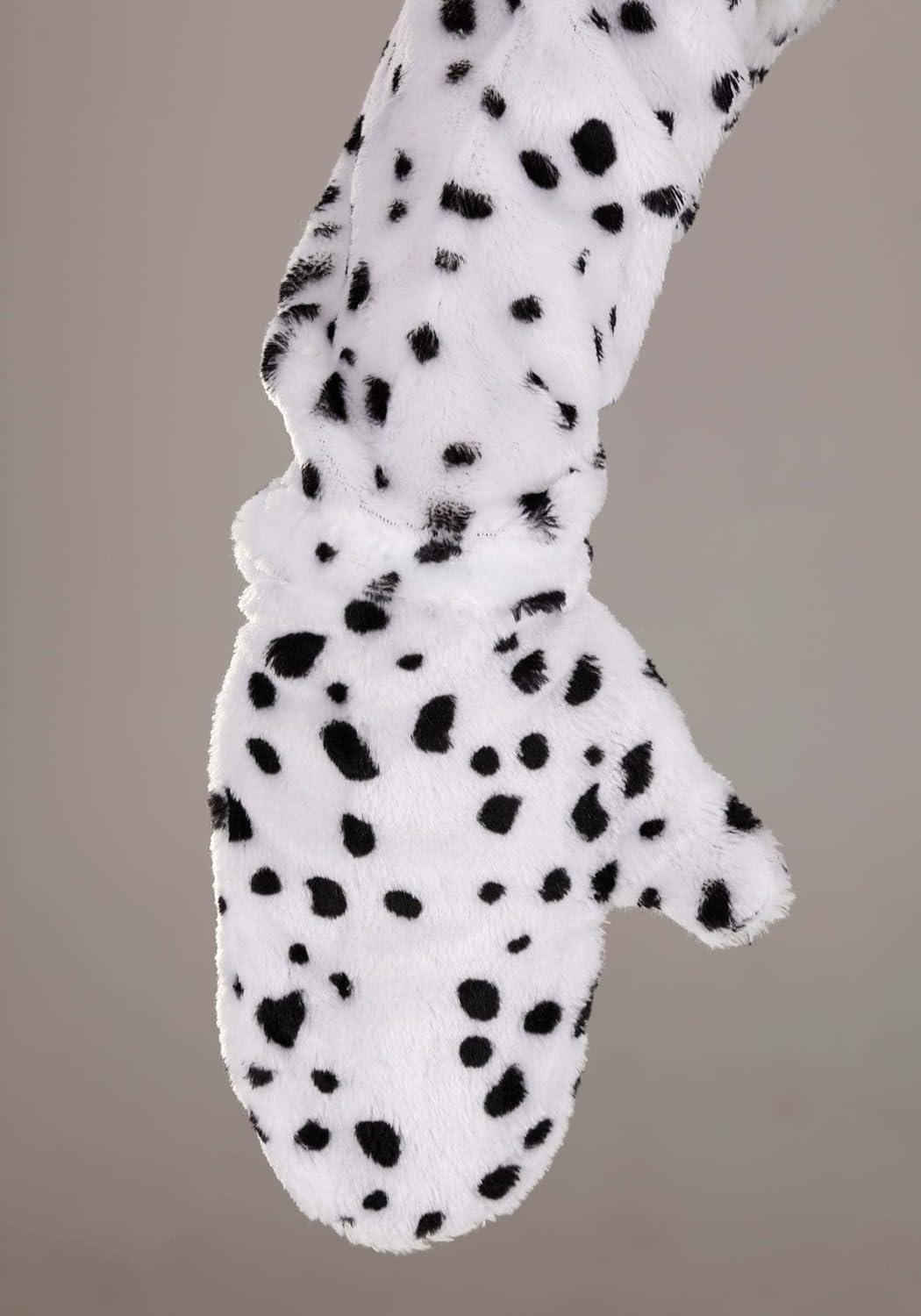 imageMens Dalmatian Halloween Costume Adult Black Spotted Dog Jumpsuit wMitts Headpiece ampamp Shoe Covers for Themed EventsCostume