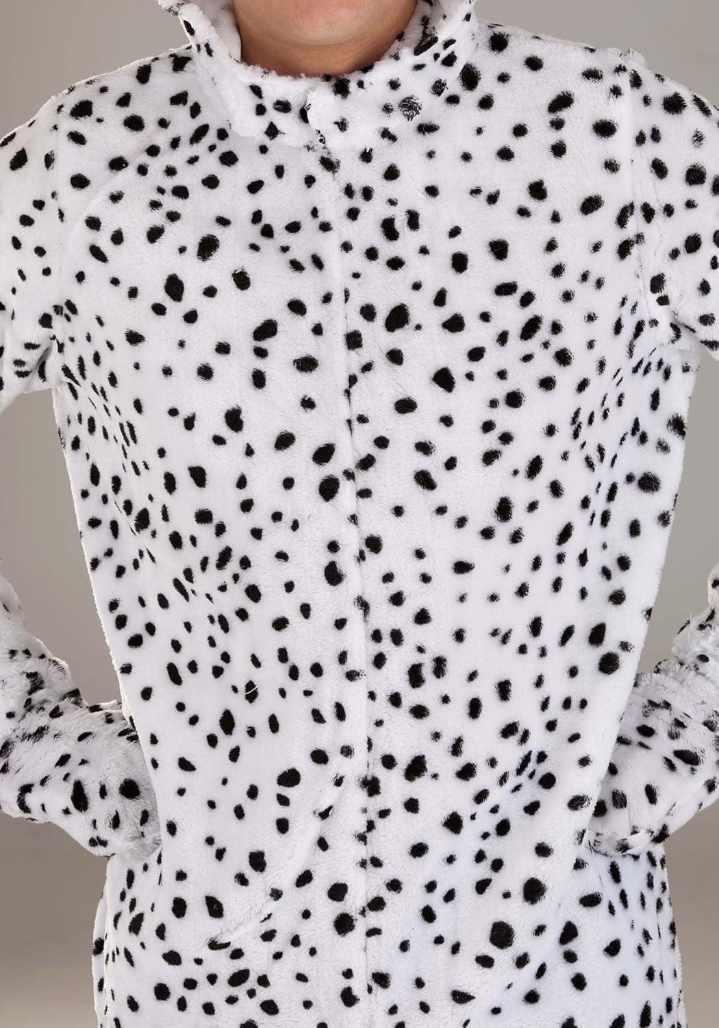 imageMens Dalmatian Halloween Costume Adult Black Spotted Dog Jumpsuit wMitts Headpiece ampamp Shoe Covers for Themed EventsCostume