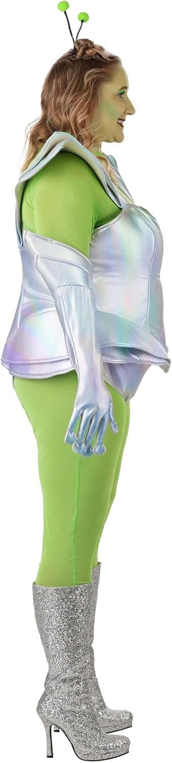 imagePlus Size Galactic Alien Babe Costume for Women with Mesh Shirt Leggings Armor Vest Shorts Gloves and Antennas