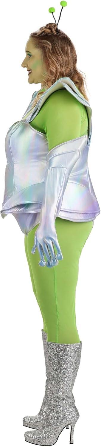 imagePlus Size Galactic Alien Babe Costume for Women with Mesh Shirt Leggings Armor Vest Shorts Gloves and Antennas
