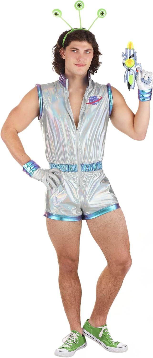 imageSexy Mens Galactic Alien Costume Romper with Headband ampamp Gloves Space Themed Party Outfit for Men