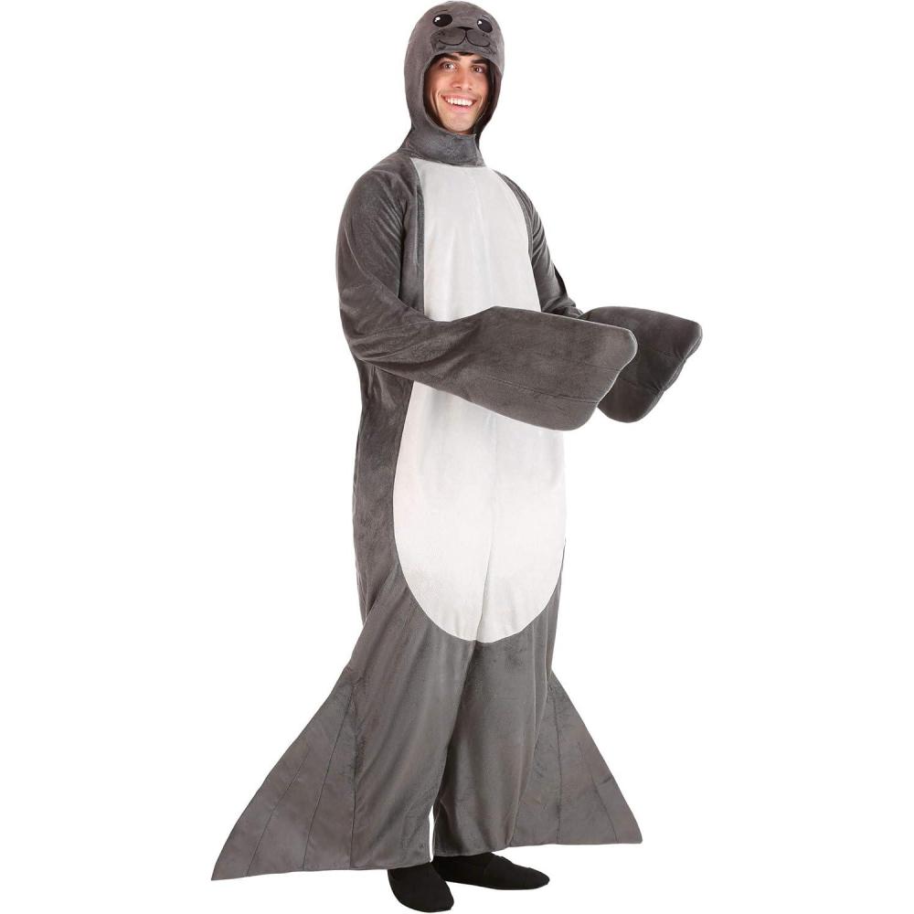 imageAdult Seal Costume  Ocean Animal ampamp Sea Creature Cosplay Costumes  Sea Lion Jumpsuit Halloween OutfitGray Seal
