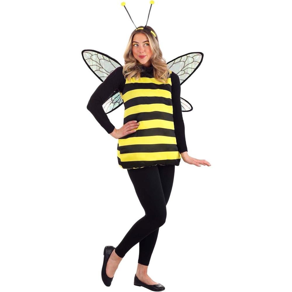 imageBumble Bee Adult Costume  Sleeveless Tunic Fiber Fill Hemline Plastic Headband  Buzzing Bee Costume