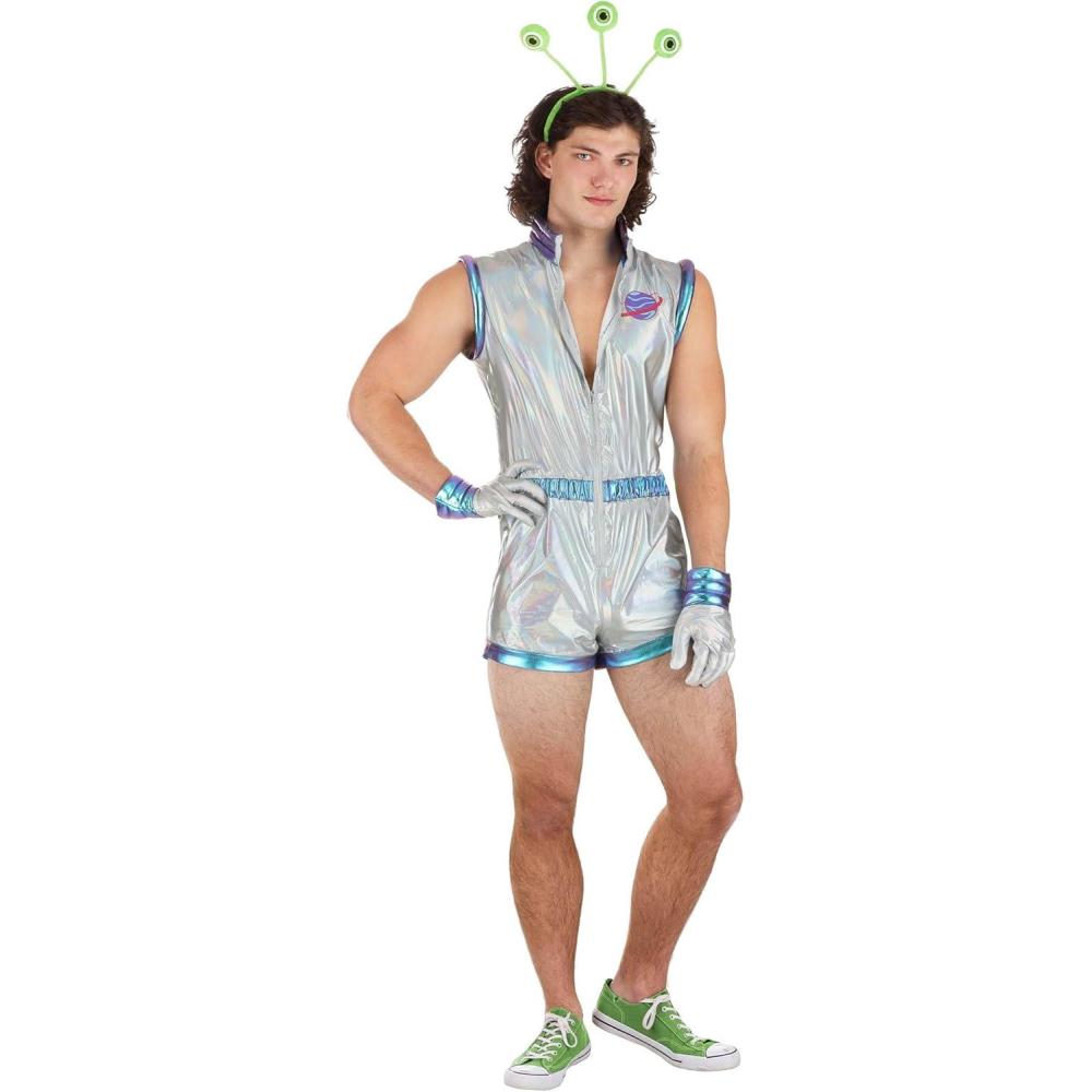 imageSexy Mens Galactic Alien Costume Romper with Headband ampamp Gloves  Space Themed Party Outfit for Men