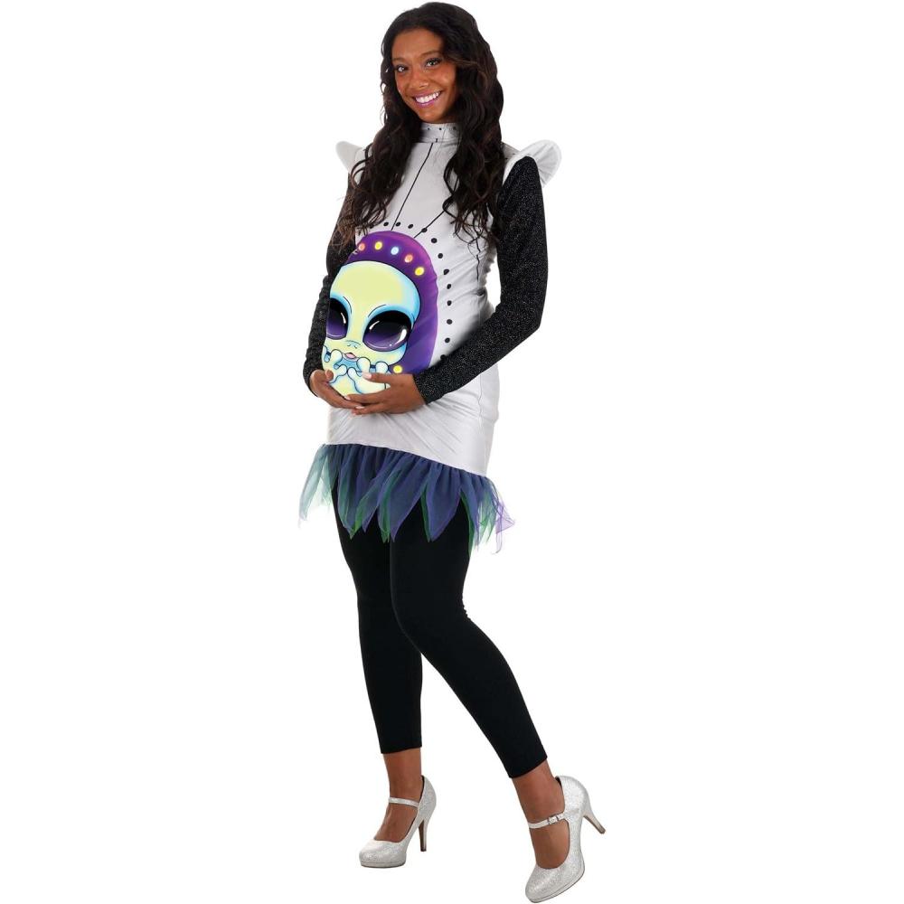 imageWomens Maternity Alien Spaceship Costume Pregnant Belly Halloween Outfit