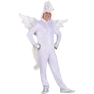 Adult Pegasus Costume With Front Zipper And Faux Fur Tail, Featuring Hoof-Shaped Cuffs, Fantasy Animal Outfits