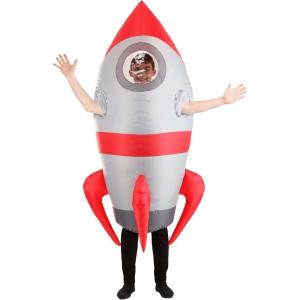 Inflatable Space Themed Costumes for Adults | Blow-Up Green Alien Costumes | Rocket Ship Costume | Astronaut Cosplay(Rocket Ship)