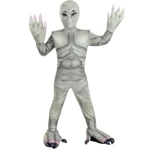 Kids Alien Costume | Gray Extraterrestrial Invader Child Outfit with Mask and Gloves – Grey Area 51 UFO Spaceship Pilot