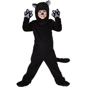 Toddler Little Black Cat Costume – Jumpsuit with Headpiece, Mitts, and Booties(Costume)